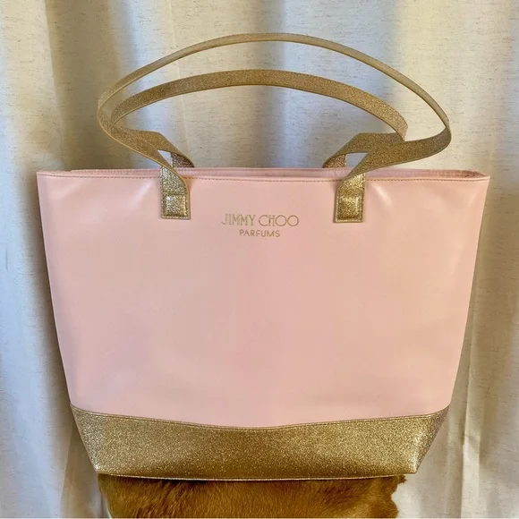 Jimmy Choo Perfumes Large Pink and Gold Glitter Tote Bag - Picture 9 of 14